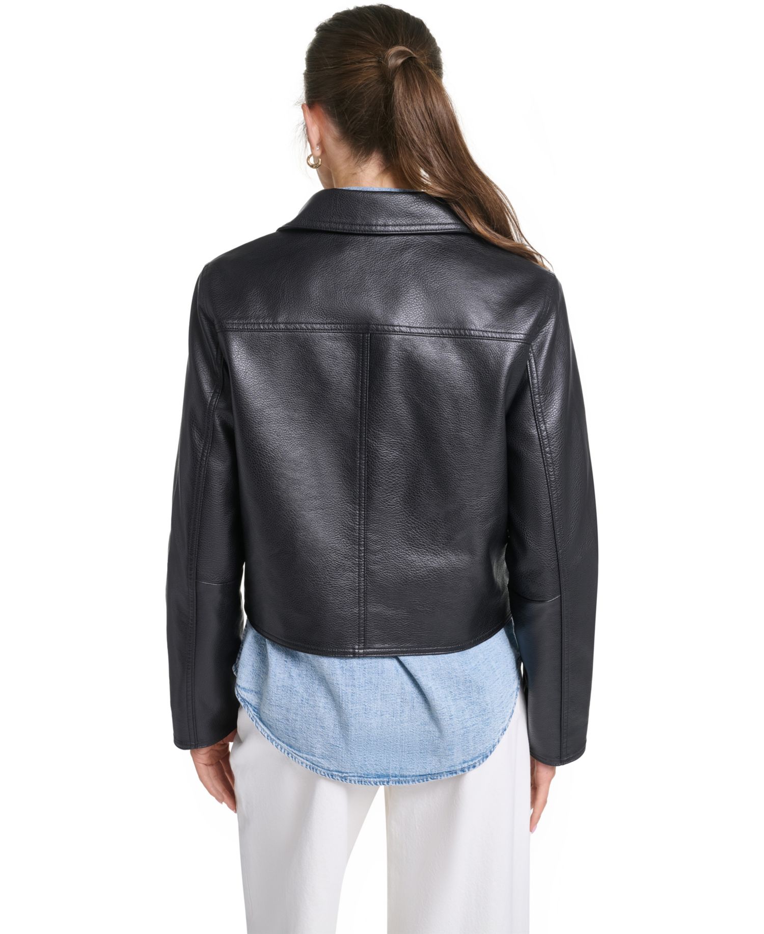 Women's Laydown Collar Cropped Snap Jacket
