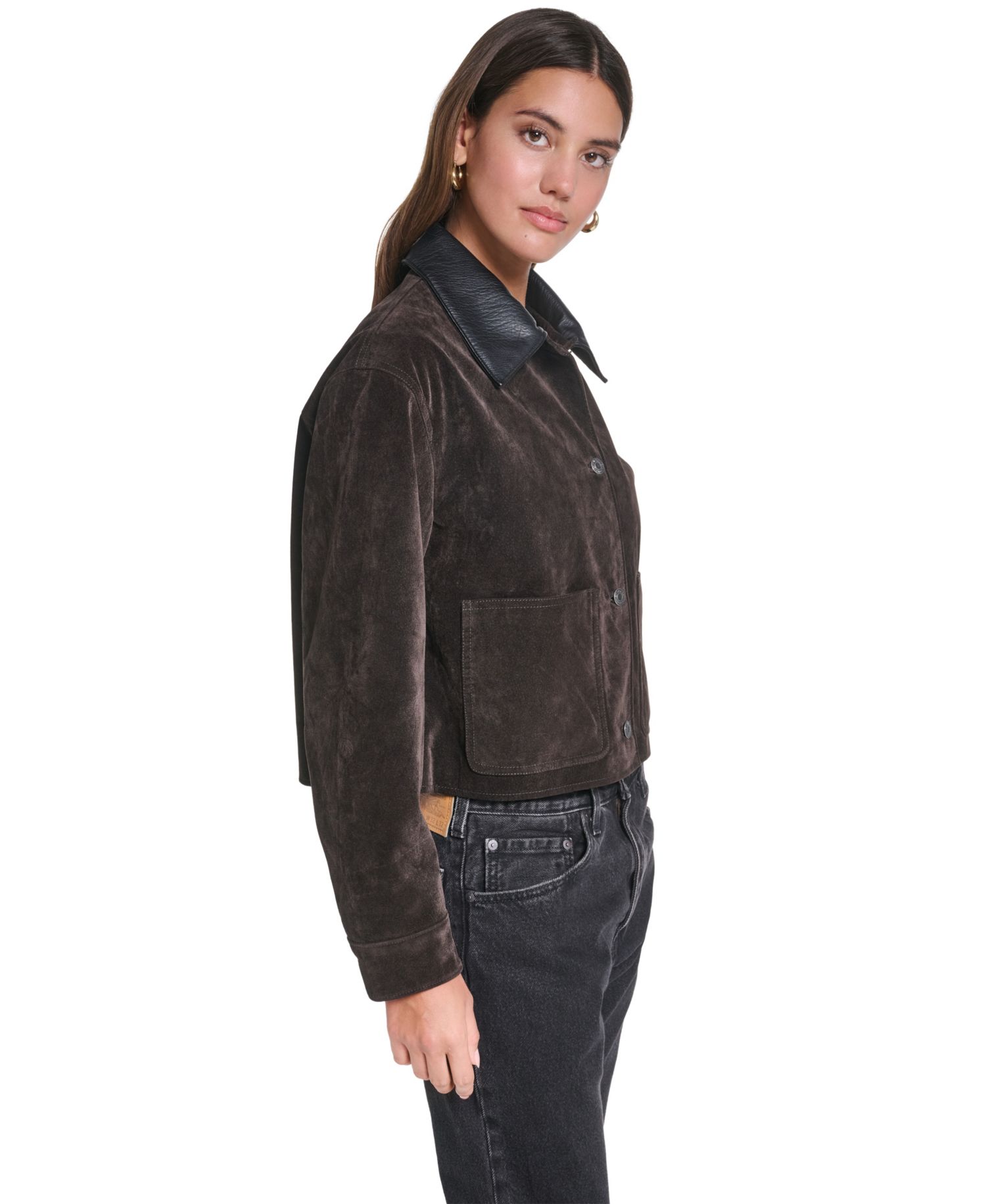 Women's Cropped Faux-Suede Chore Jacket