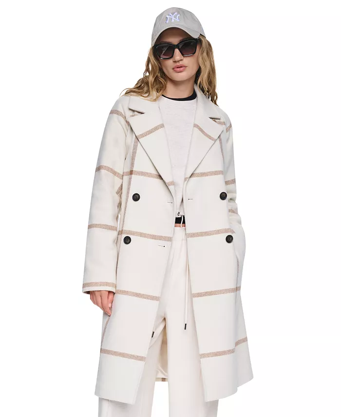Women's Double-Breasted Belted Notch Collar Coat