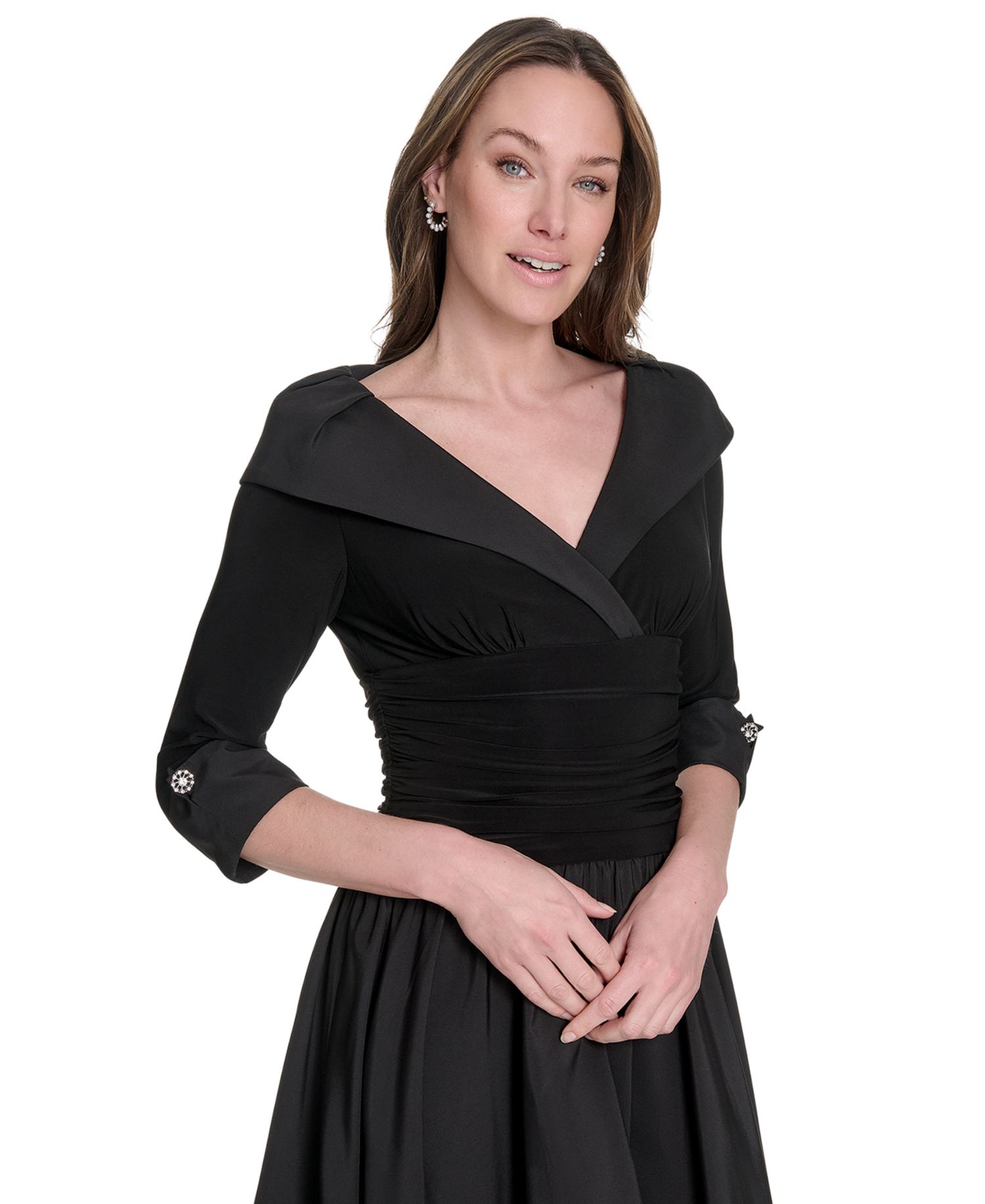 Women's Surplus Bodice Ruched Waist Midi Dress