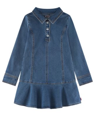 Girls' 4-6X Long-Sleeve Button Up Dress