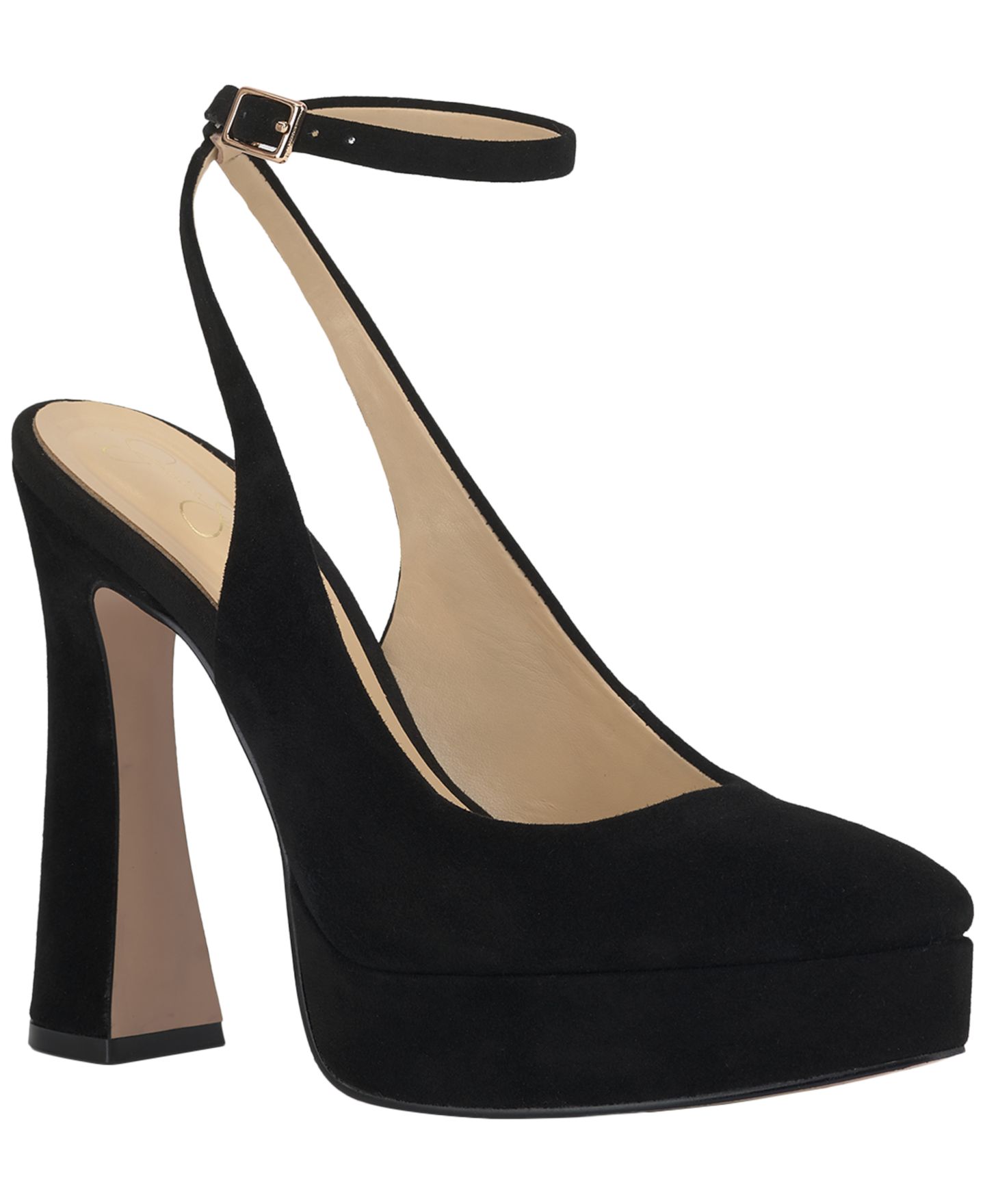 Женские туфли Jessica Simpson Nelica Platform Ankle-Wrap Pumps, цвет: Чёрный замшевый — фото 1