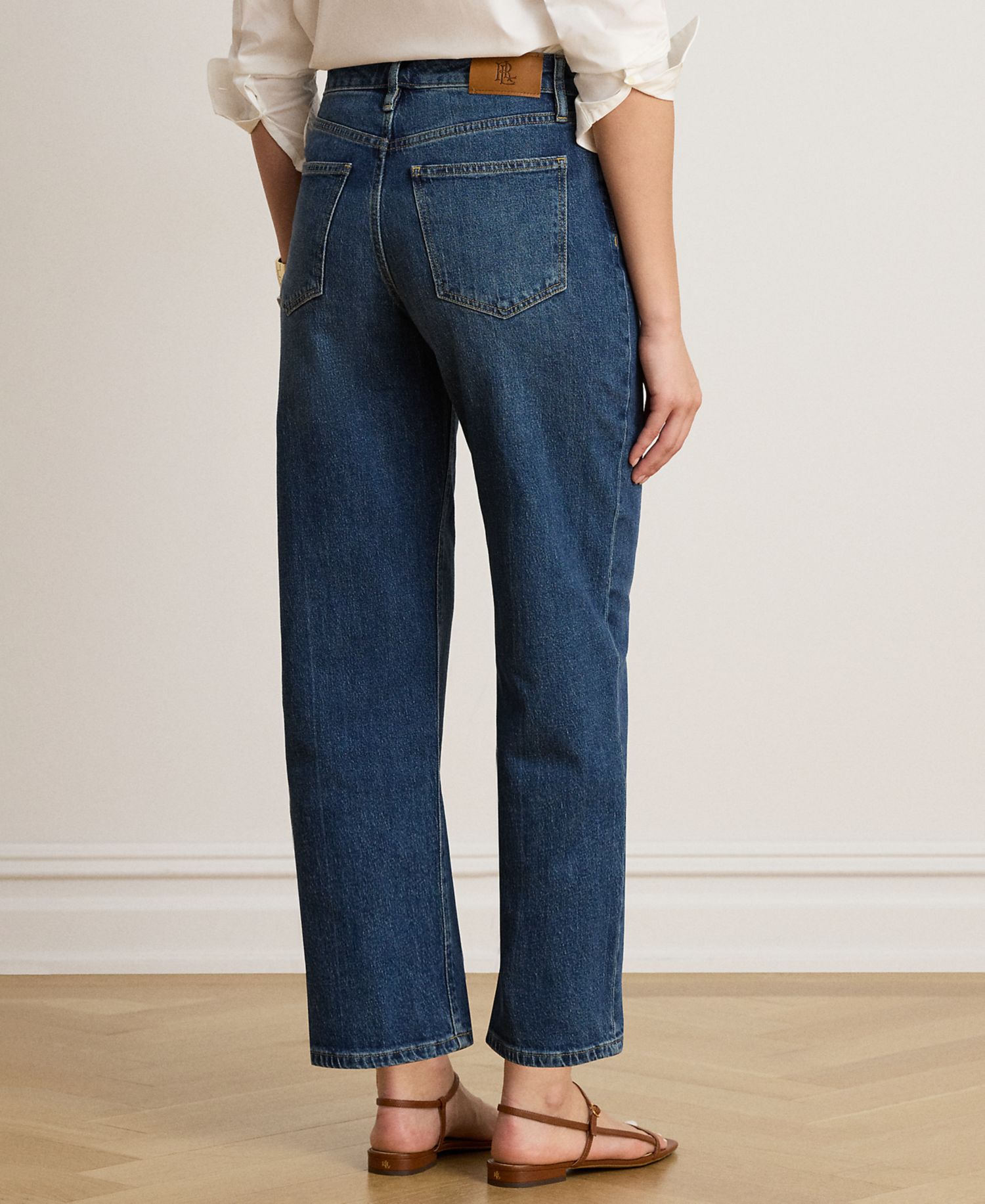 Petite High-Rise Relaxed Straight Ankle Jeans