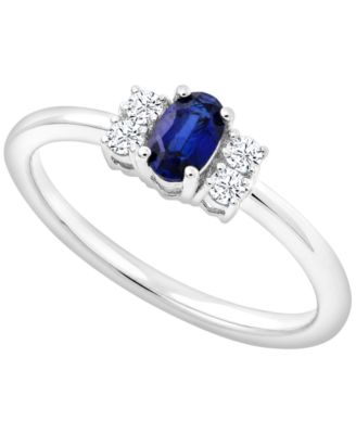 Lab-Grown Blue Sapphire (1/3 ct. t.w.) & White Sapphire (2-3/4 ct. t.w.) Ring in Sterling Silver