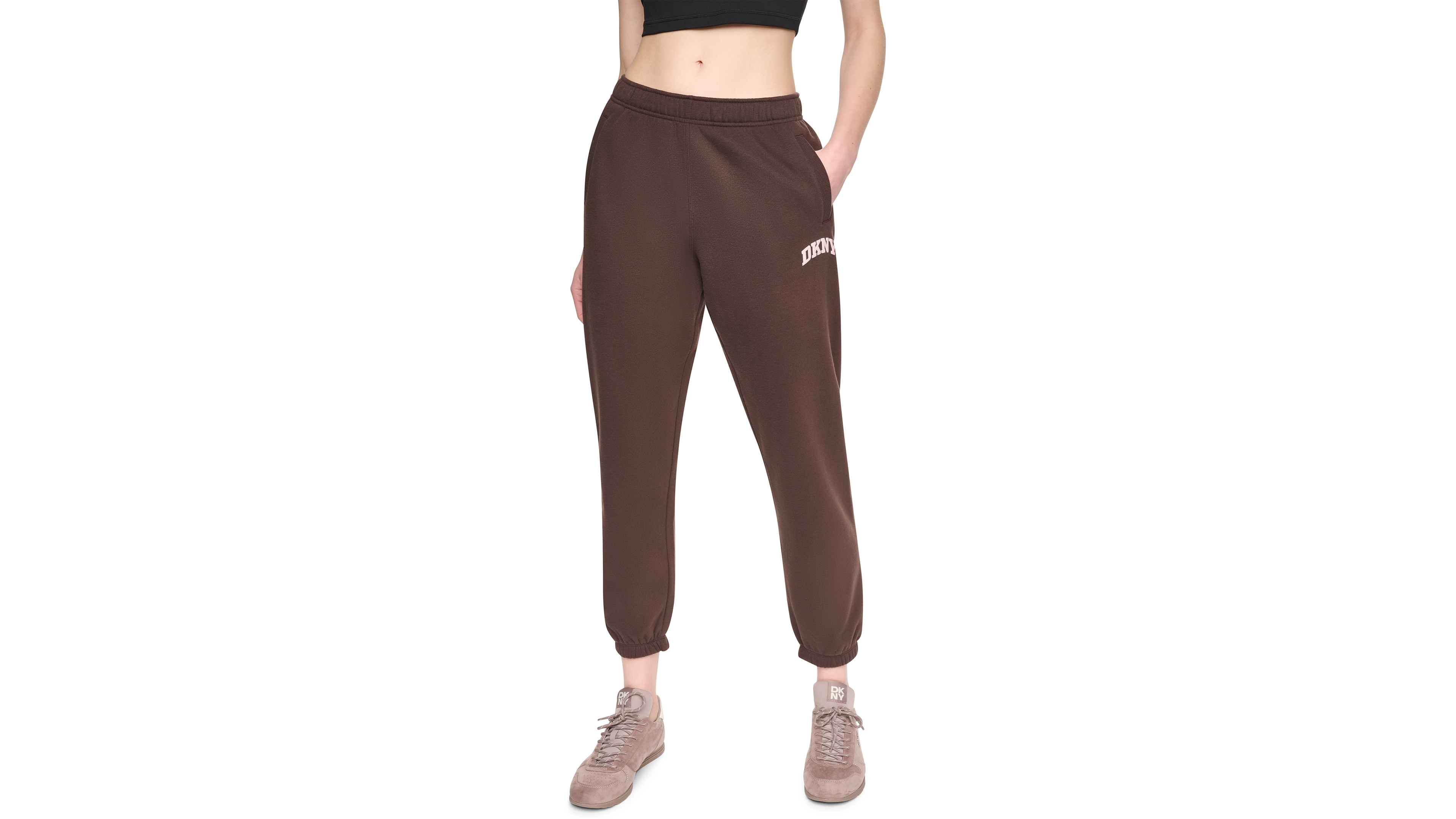 Dkny Sport Women's Mini Puff Varsity Logo Mid-Rise Waistband Joggers