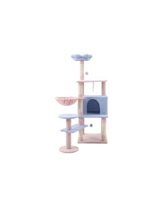 flower cat tree with large condo removable flower cushion and hammock