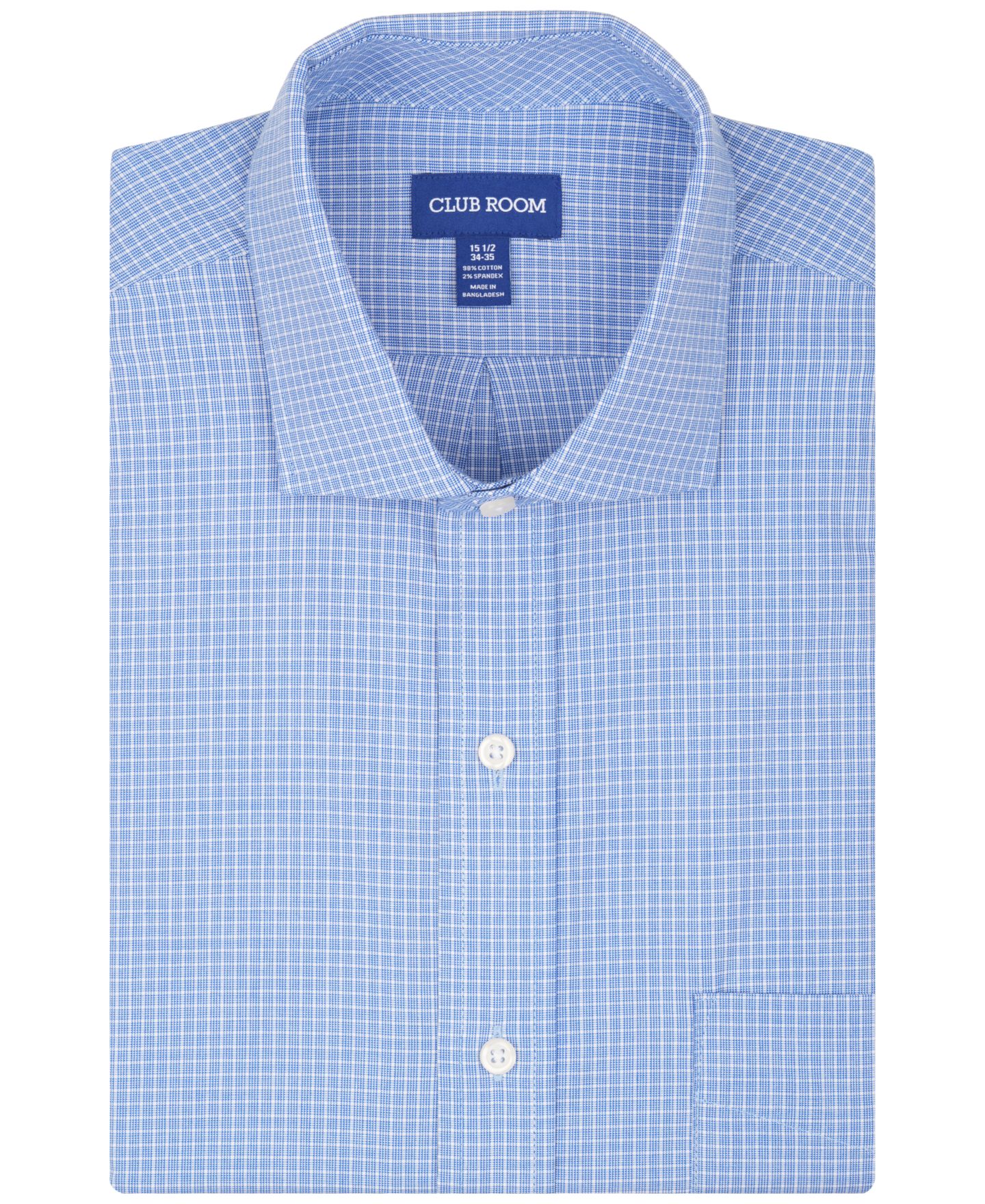 Мужская рубашка Club Room Regular-Fit Bespoke Poplin Dress Shirt, цвет: Синий серый — фото 7