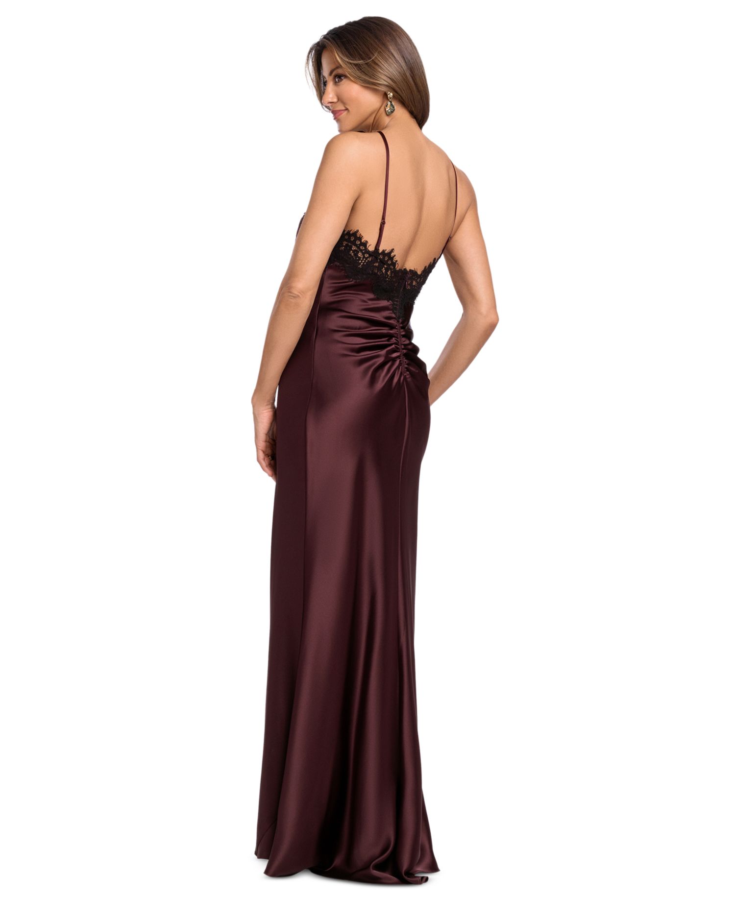 Women's Satin Lace Combination Halter Gown