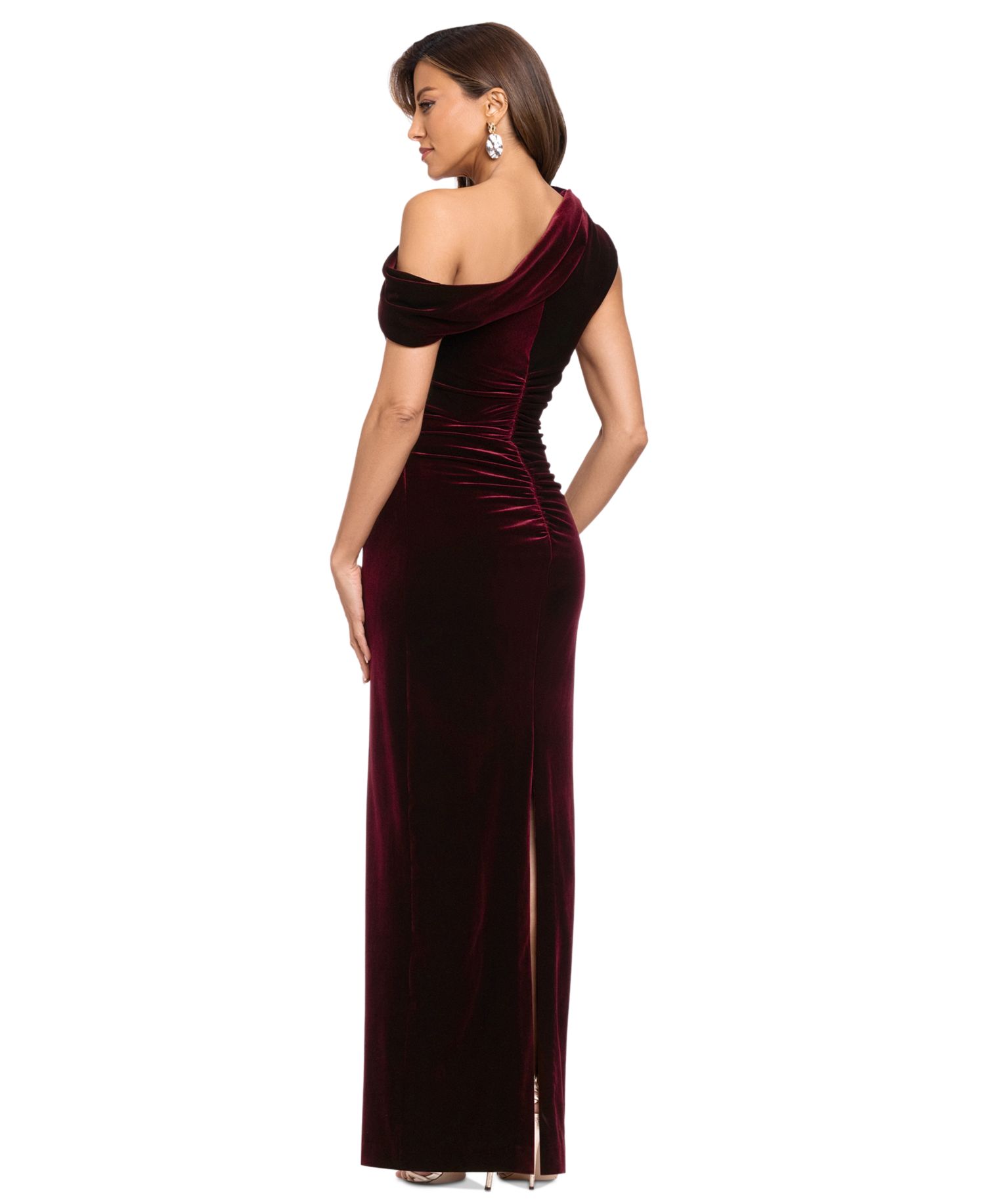 Women's Off-the-Shoulder Velvet Ruched Gown