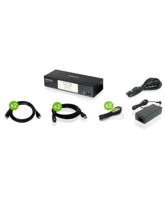 2-Port 4K DisplayPort KVMP Switch with HDMI Connection and USB 3.0 Hub and Audio