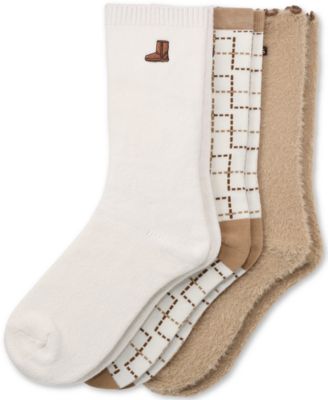 Women's Fuzzy Crew Socks, 3-Pair