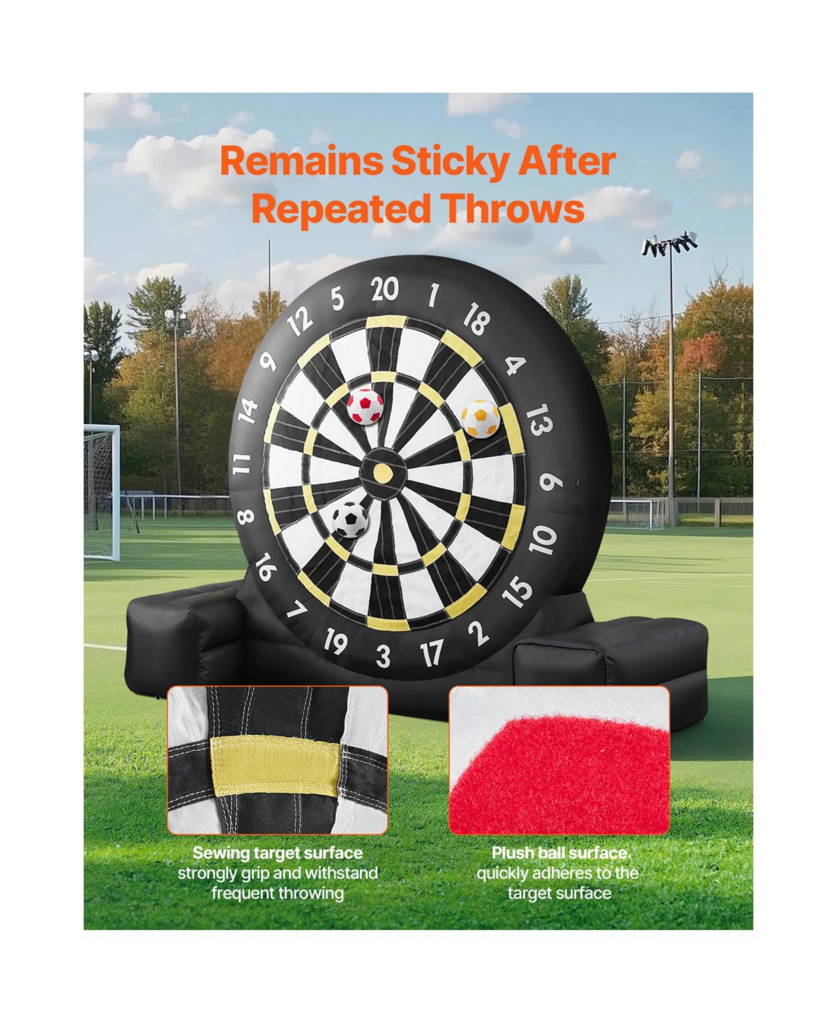 Vevor Inflatable Soccer Dart Board over 8 ft High with 9 Kick Balls and Air Pump