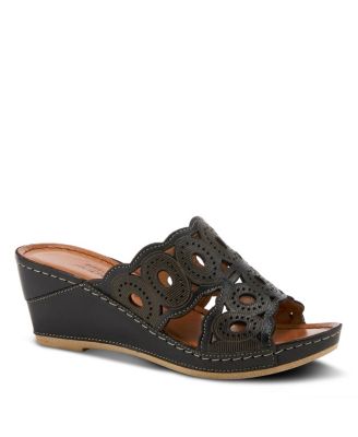 Women’s Leather Wedge Sandal with Comfort Insole
