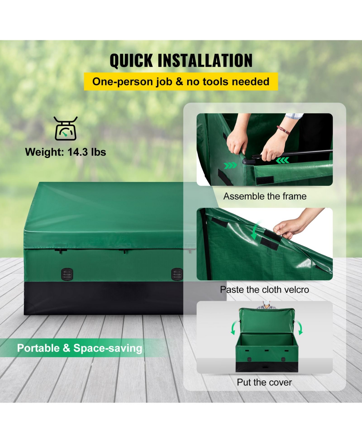 Vevor Outdoor Storage Box Patio Deck Box 150 Gallon Waterproof Pe Tarpaulin