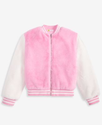 Girls' XS-XL Faux-Fur Varsity Bomber Jacket