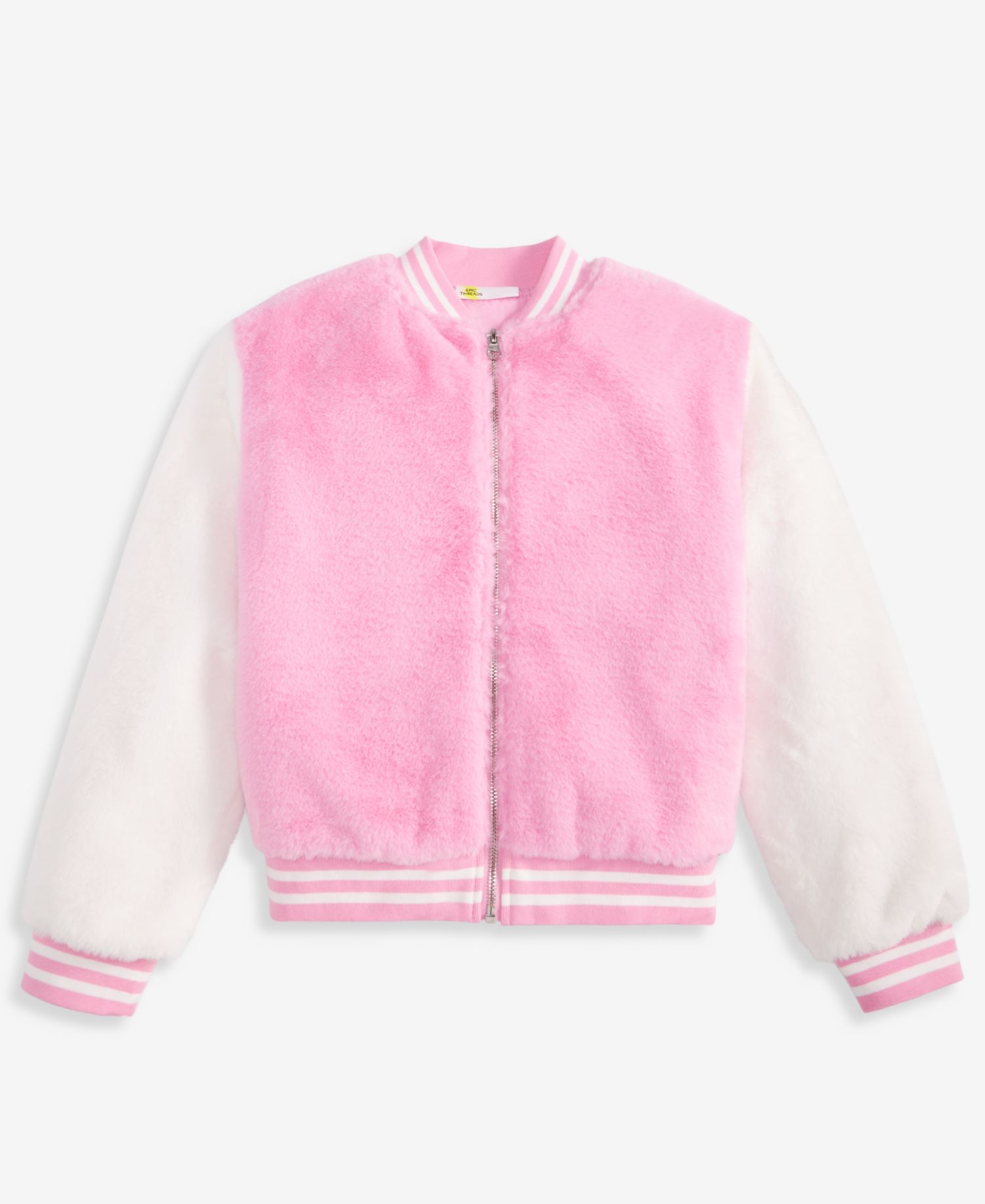 Girls' XS-XL Faux-Fur Varsity Bomber Jacket