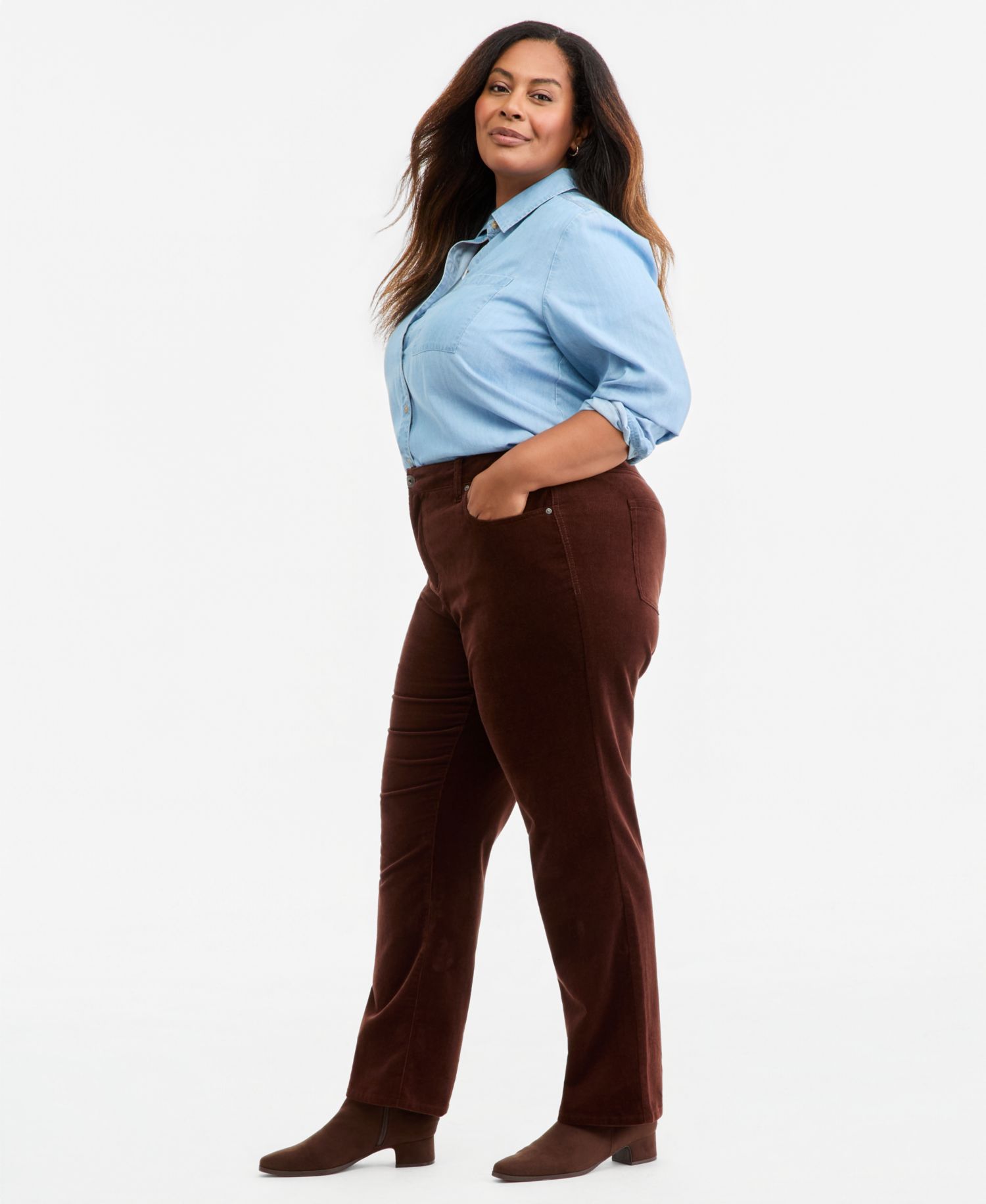 Plus Size Corduroy High-Rise Straight-Leg Jeans, Macy's Exclusive
