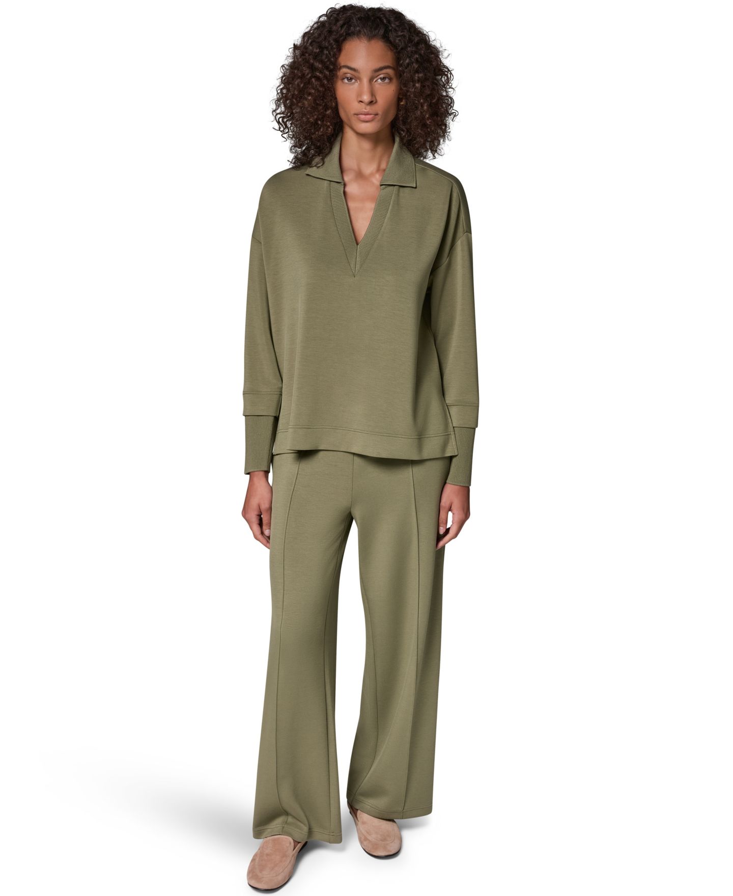 Женский топ Donna Karan Weekend Jet Setter Long-Sleeve V-Neck Tunic Top, цвет: Шалфейный — фото 2