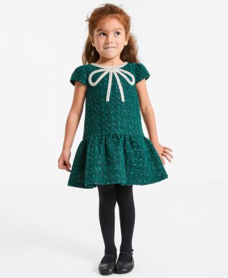 Girls' 2T-6X Boucl&eacute; A-Line Short-Sleeve Dress