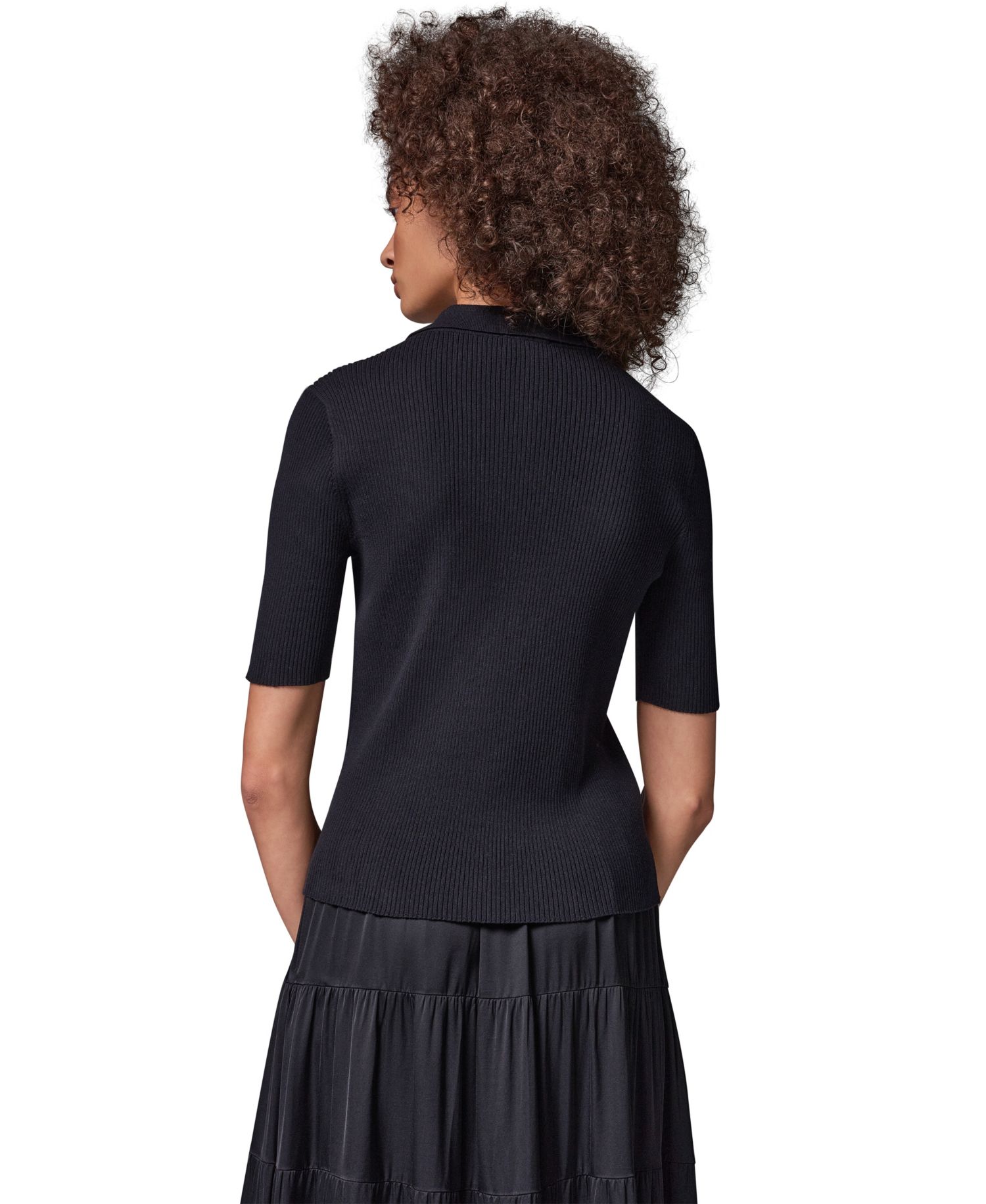 Women's Elbow-Sleeve Ribbed Button-Front Sweater