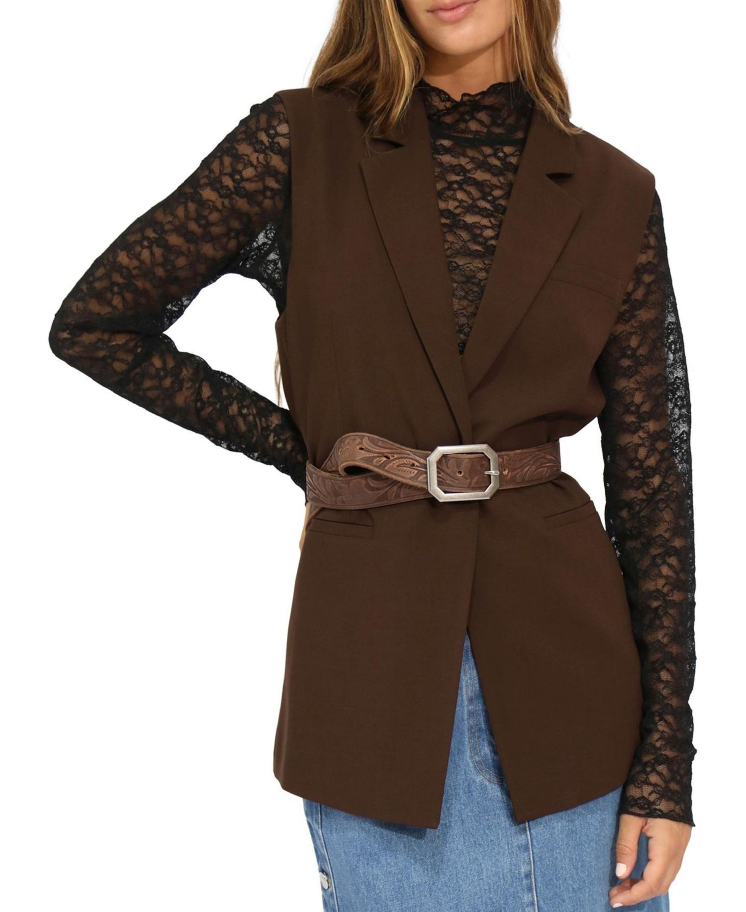 Women's Stand By Me Embossed Leather Belt