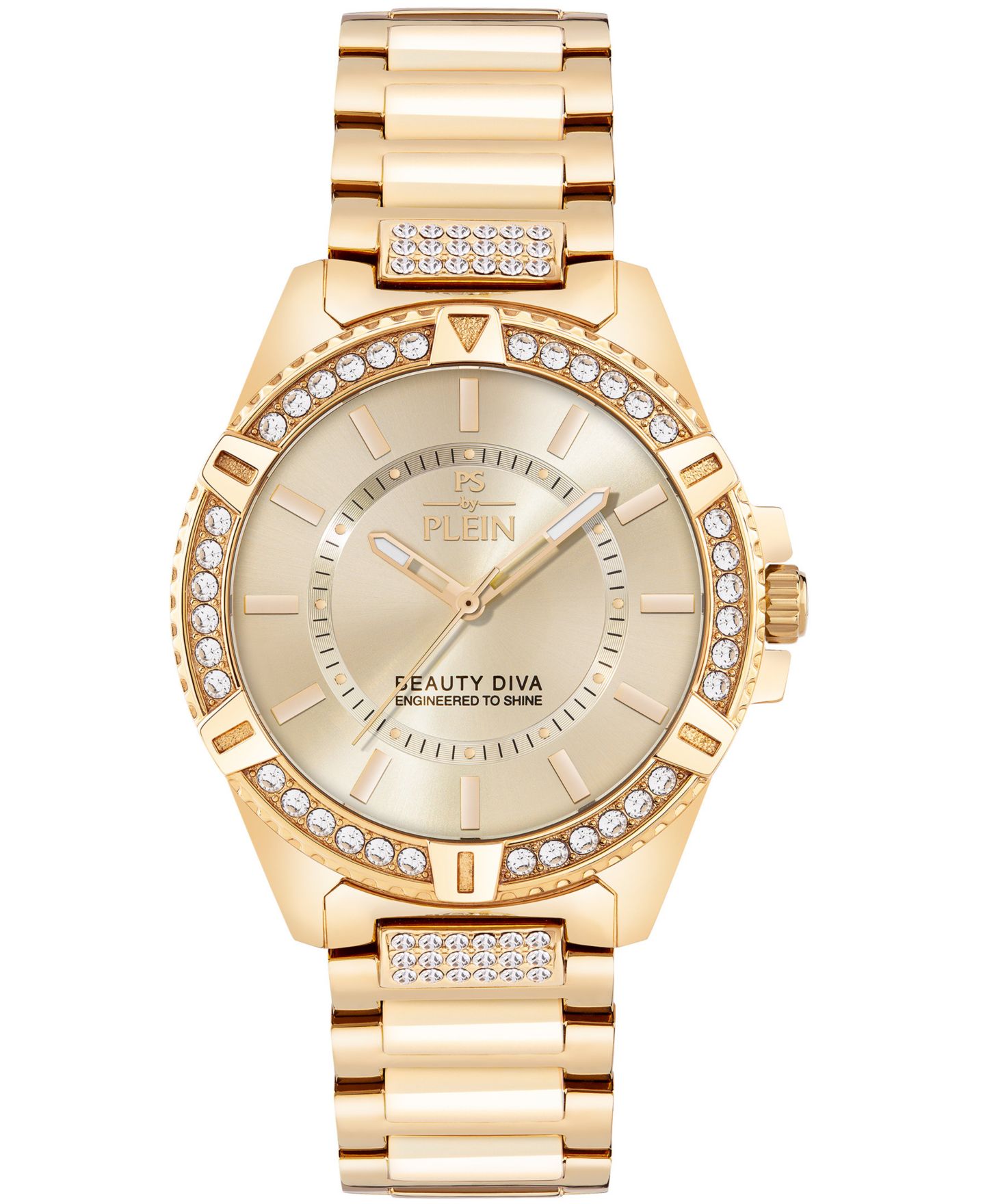 Женские часы Plein Sport Beauty Diva Quartz Round IP Yellow Gold Case 40mm — фото 1