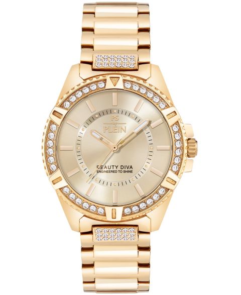 Женские часы Plein Sport Beauty Diva Quartz Round IP Yellow Gold Case 40mm
