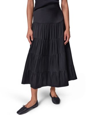 Women's Satin Midi Tiered Skirt