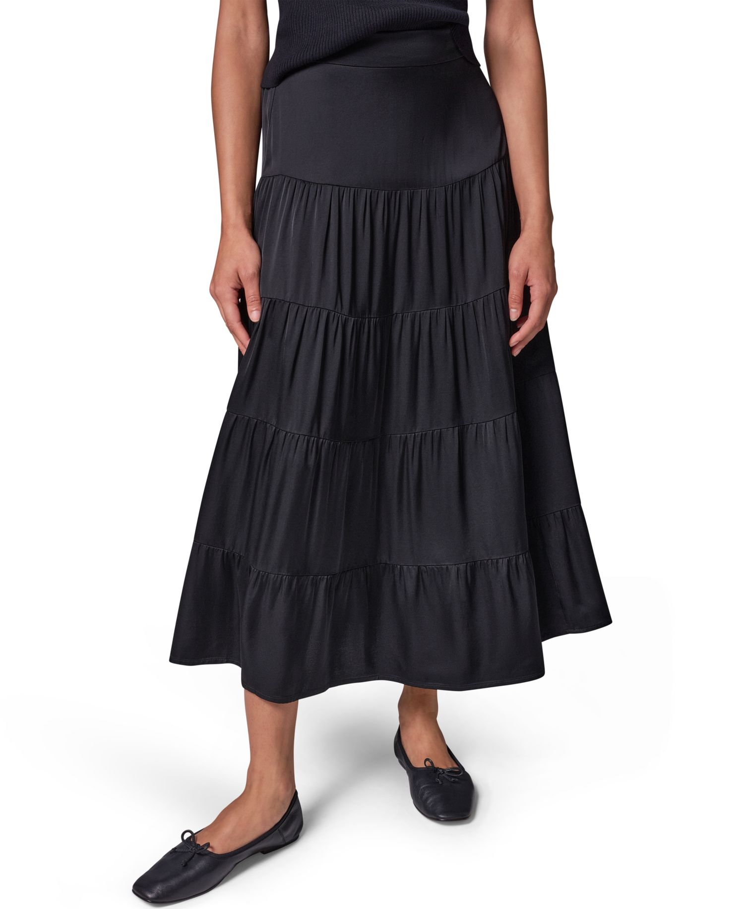 Women's Satin Midi Tiered Skirt