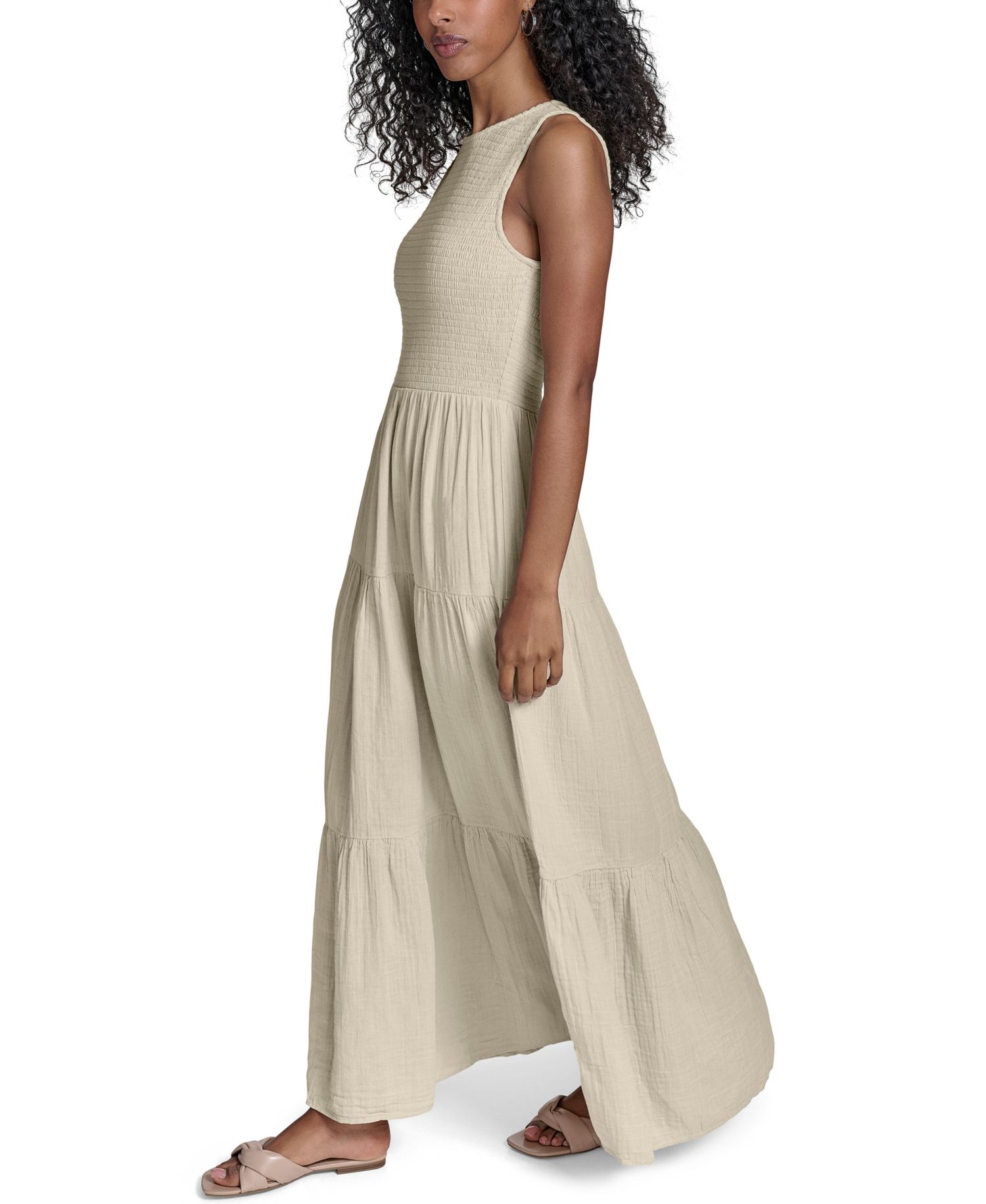 Women's Smocked Tiered A-Line Midi Dress