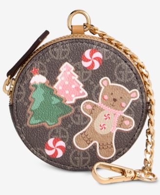 Gingerbread Bear Holiday-Motif Coin Purse with Removable Chain