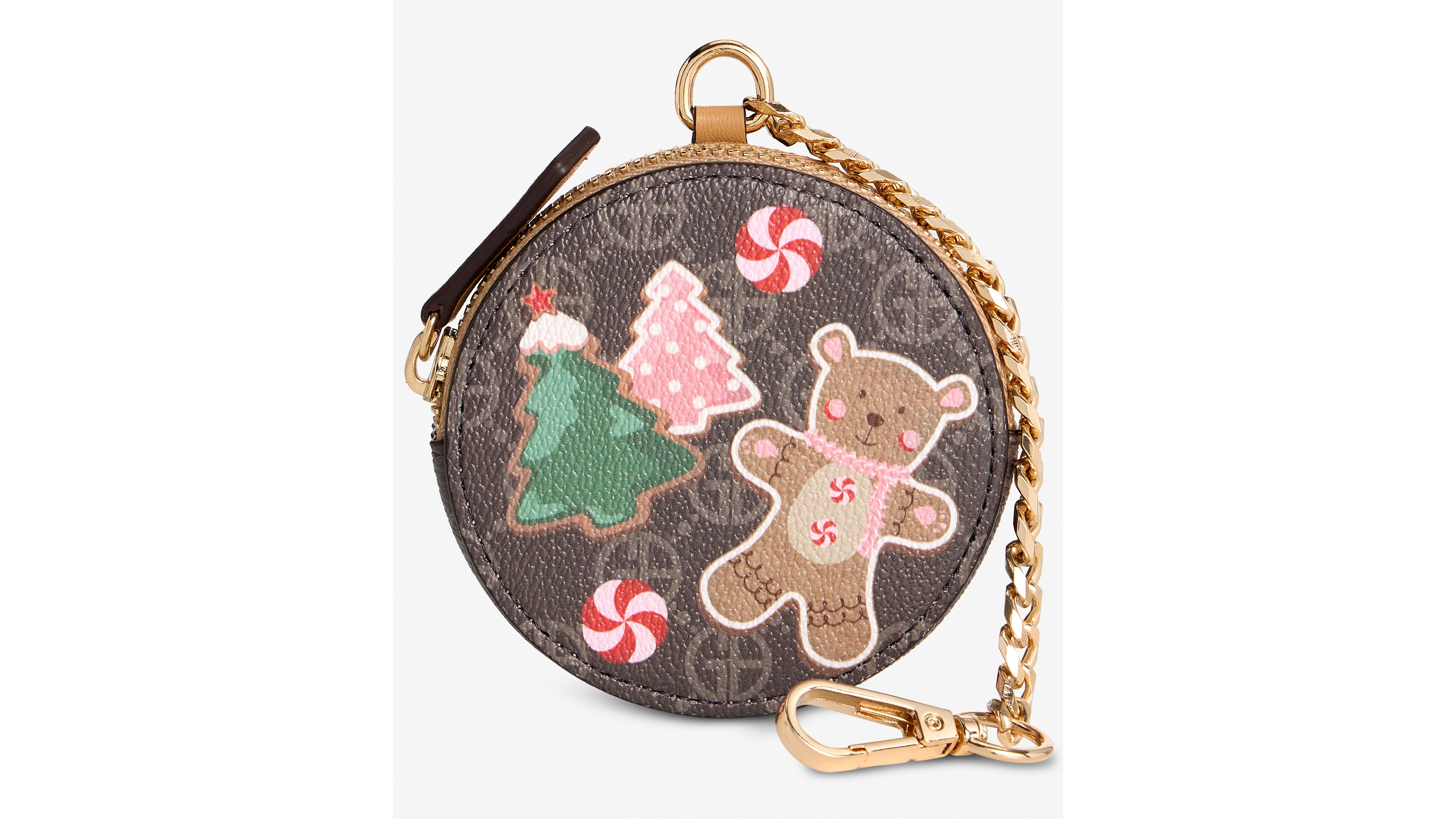 Gingerbread Bear Holiday-Motif Coin Purse with Removable Chain
