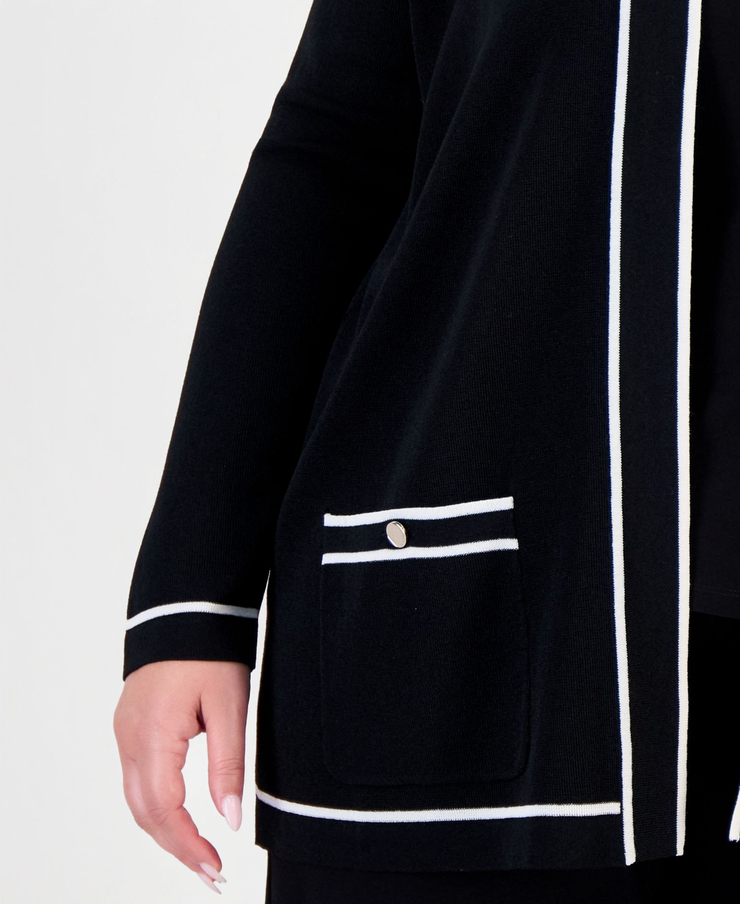 Plus Size Malibu Contrast-Trim Open-Front Cardigan