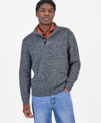 Men's Mock Neck Quarter-Placket Sweater