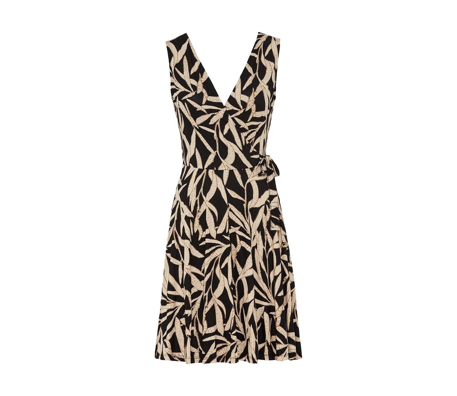 Women's Viscose Printed Look A-Line V-Neck Short Dress