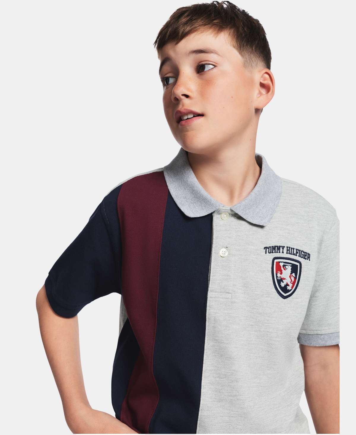 Tommy Hilfiger Boys' 8-20 Color-Block Stripe Short-Sleeve Polo Shirt