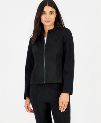 Petites Scuba Zip-Front Moto Jacket