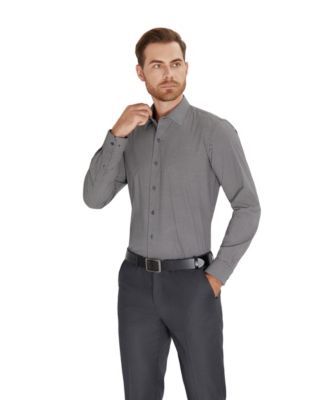 Men's Geometric Pattern Spread Collar Dress Shirt