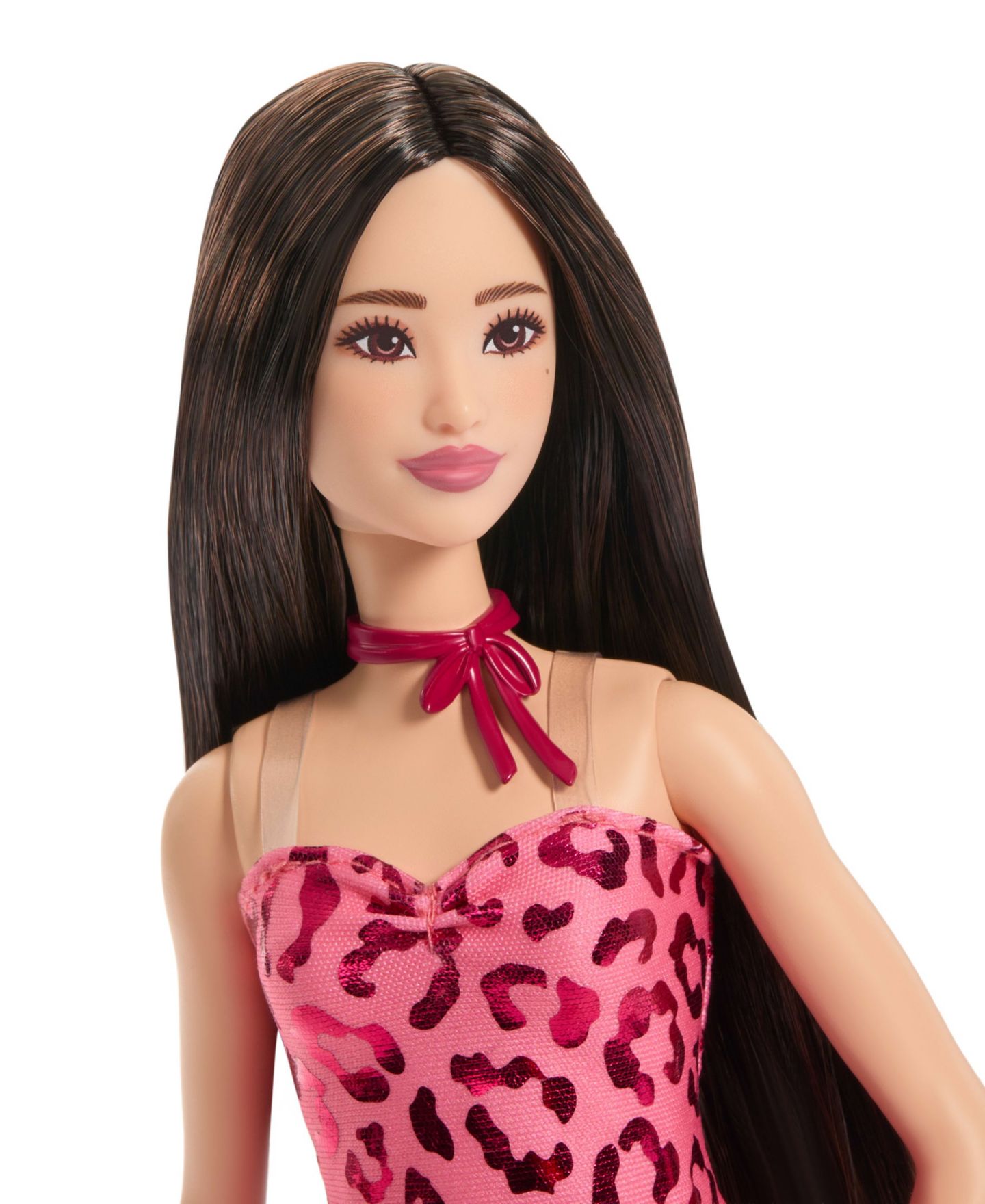 Кукла Barbie Fashionistas 246 с чёрными волосами в платье с леопардовым принтом — фото 4