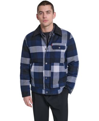 Men's Plaid Cord Details Shirt Jacket