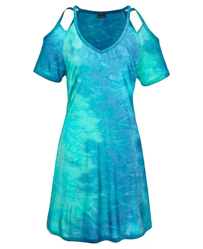 Women's Viscose Printed Cold Shoulder V-Neck Short Dress - thumbnail 10