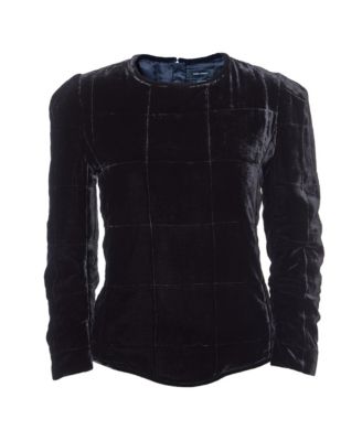 Women's Quilted Velvet Padded Shoulder Top