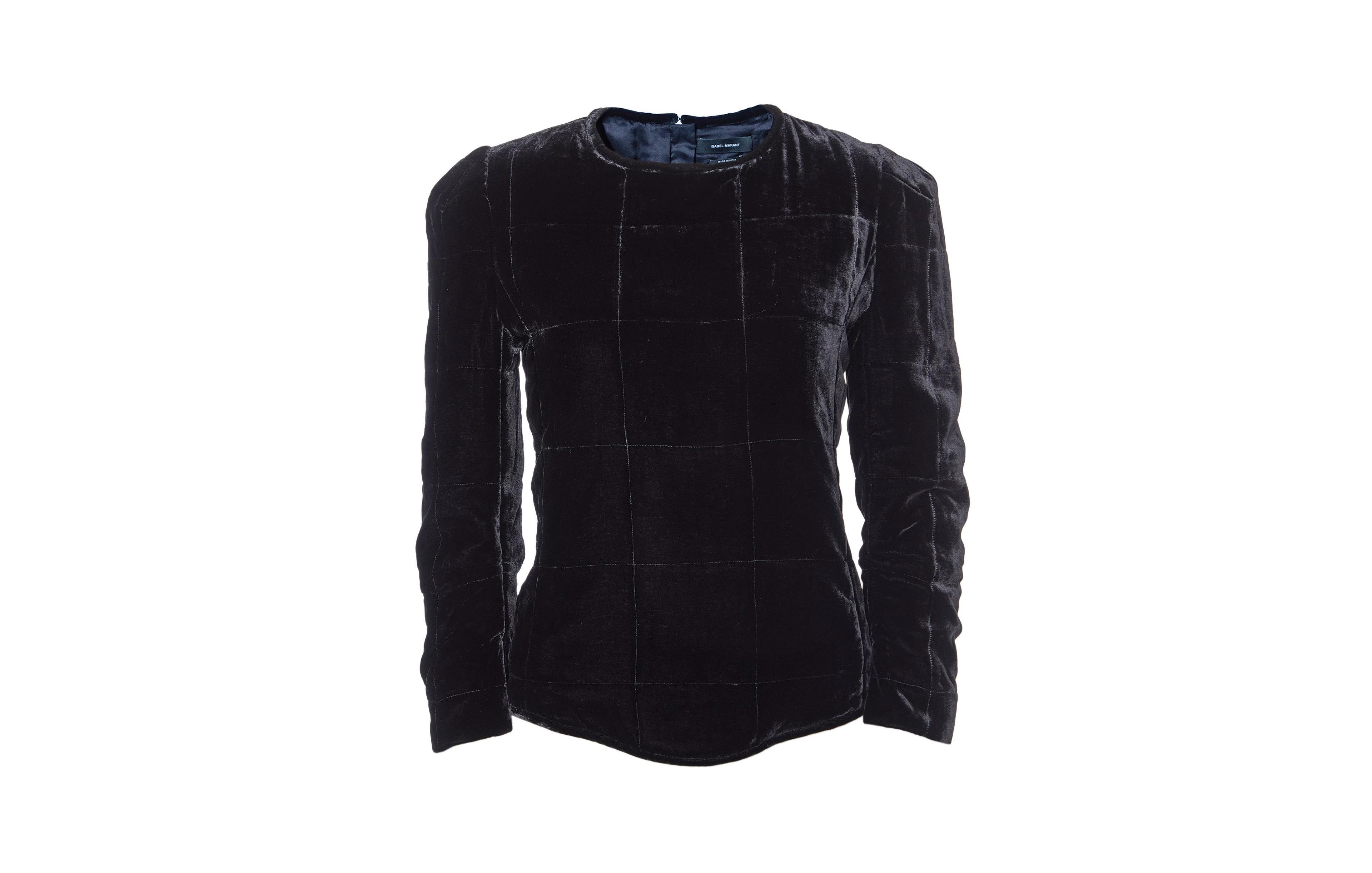 Pre-Owned Isabel Marant Women's Quilted Velvet Padded Shoulder Top