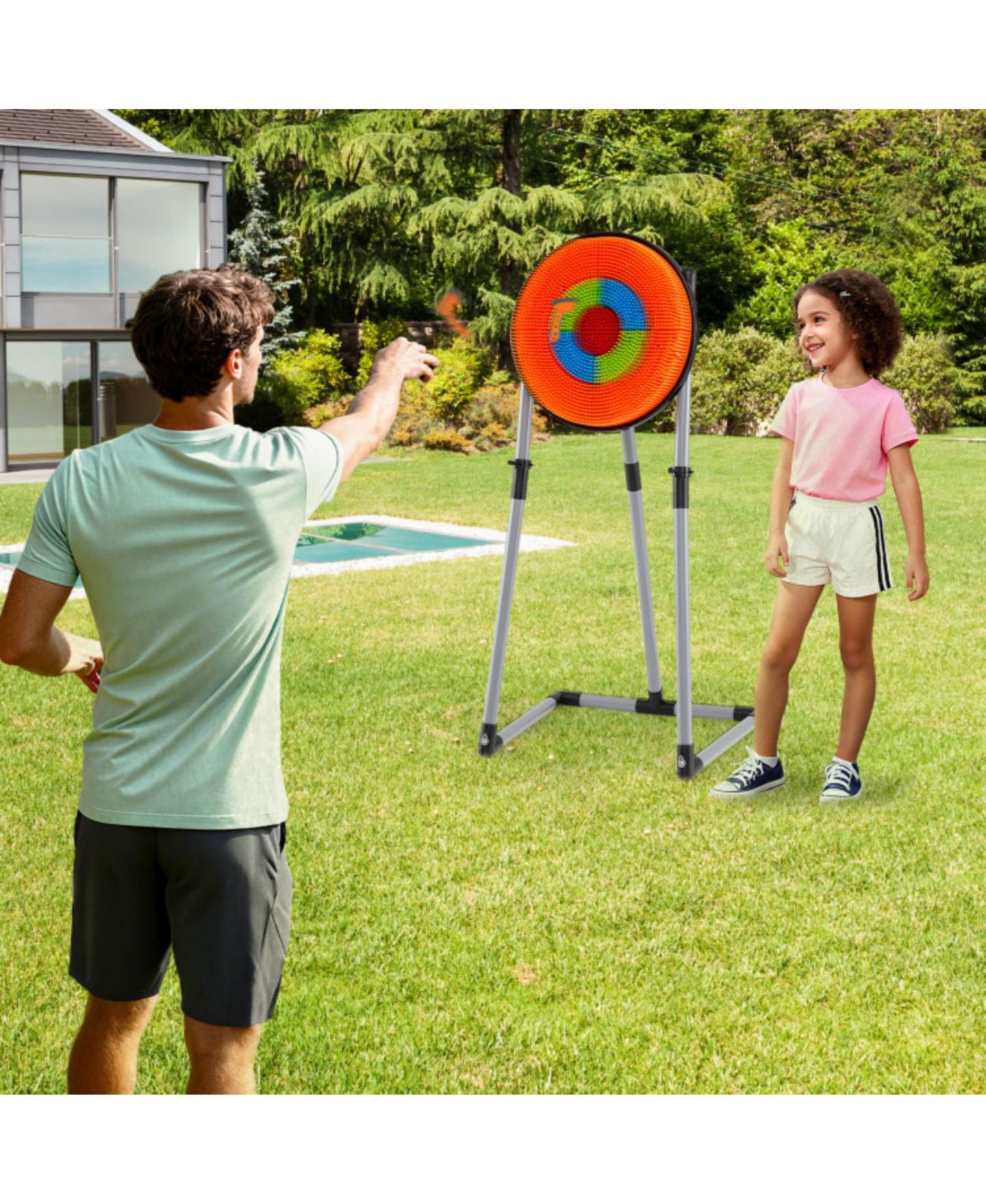Детские игрушки SUGIFT 4-in-1 Axe Throwing Game Set with Bristle Target, 27.5" x 19.5" x 55", Ages 8+, цвет: Оранжевый — фото 6