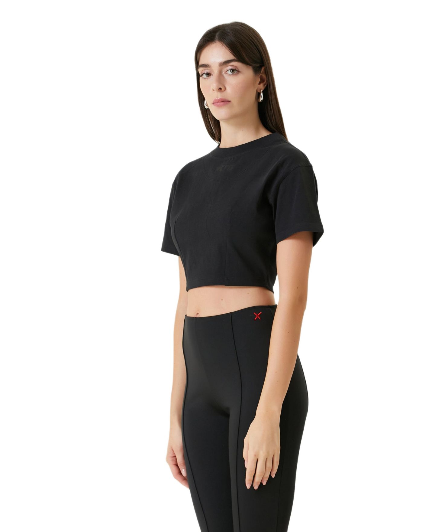 Женская футболка PCFG Free Heaven Cropped Crewneck Cotton, цвет: Угольно-чёрный — фото 3