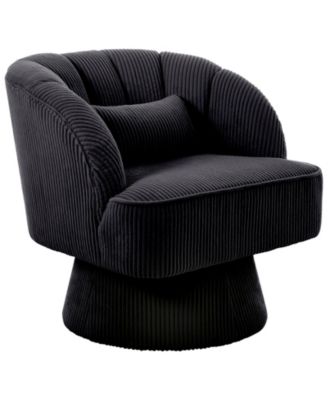 1 Piece Swivel Accent Chair, Modern Barrel Round Lounge Chair with 360 degrees) Rotating Base, Soft Backrest and Plush Cushions for Living Room