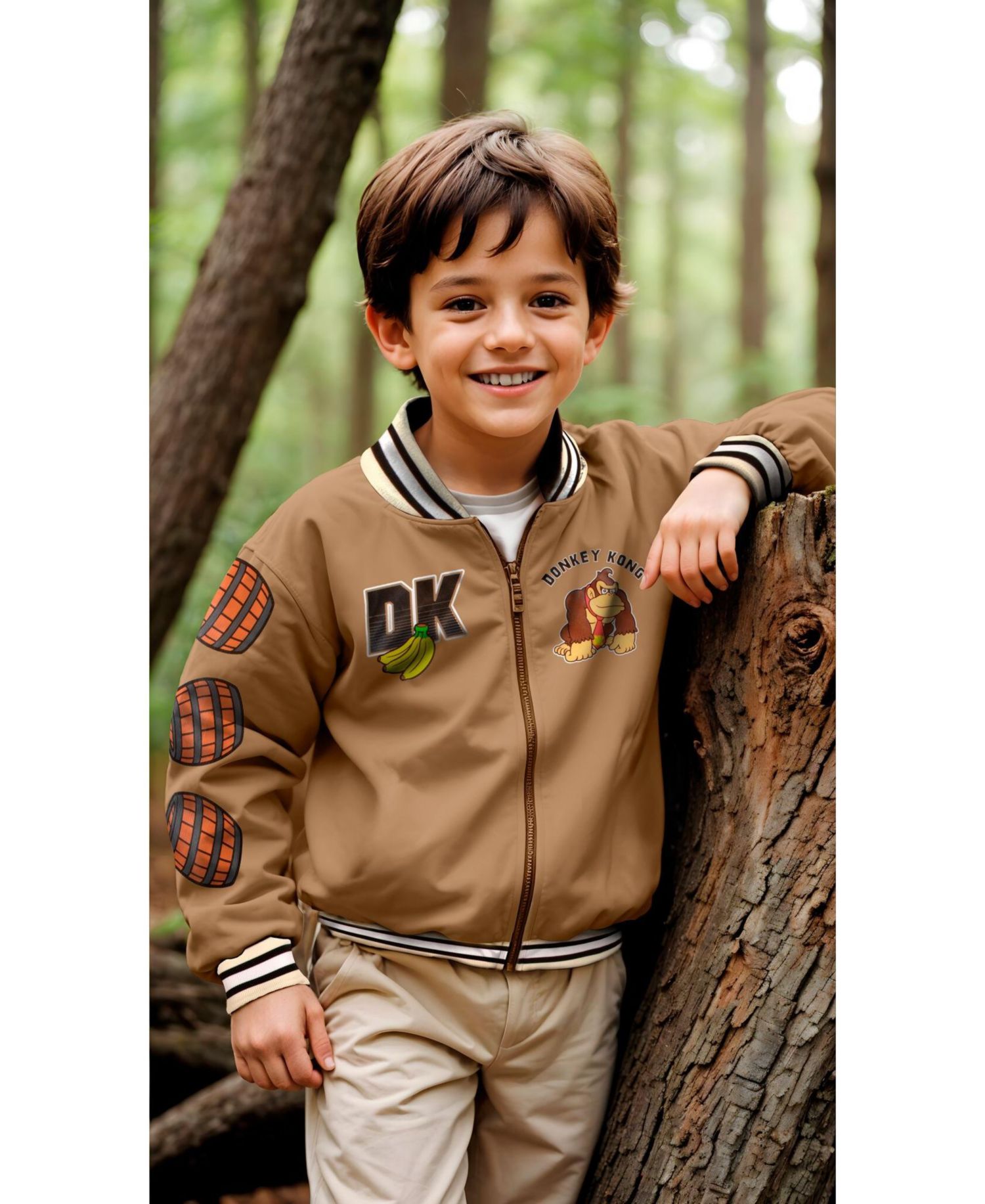 Donkey Kong Big Boys Long Sleeve Zip Up Bomber Jacket