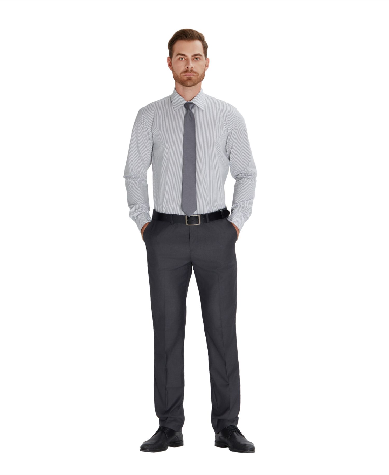 Men's Slim-Fit Stripe Dress Shirt