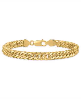 Men's Triple Bevel Curb Link Bracelet in 14k Gold Over Sterling Silver