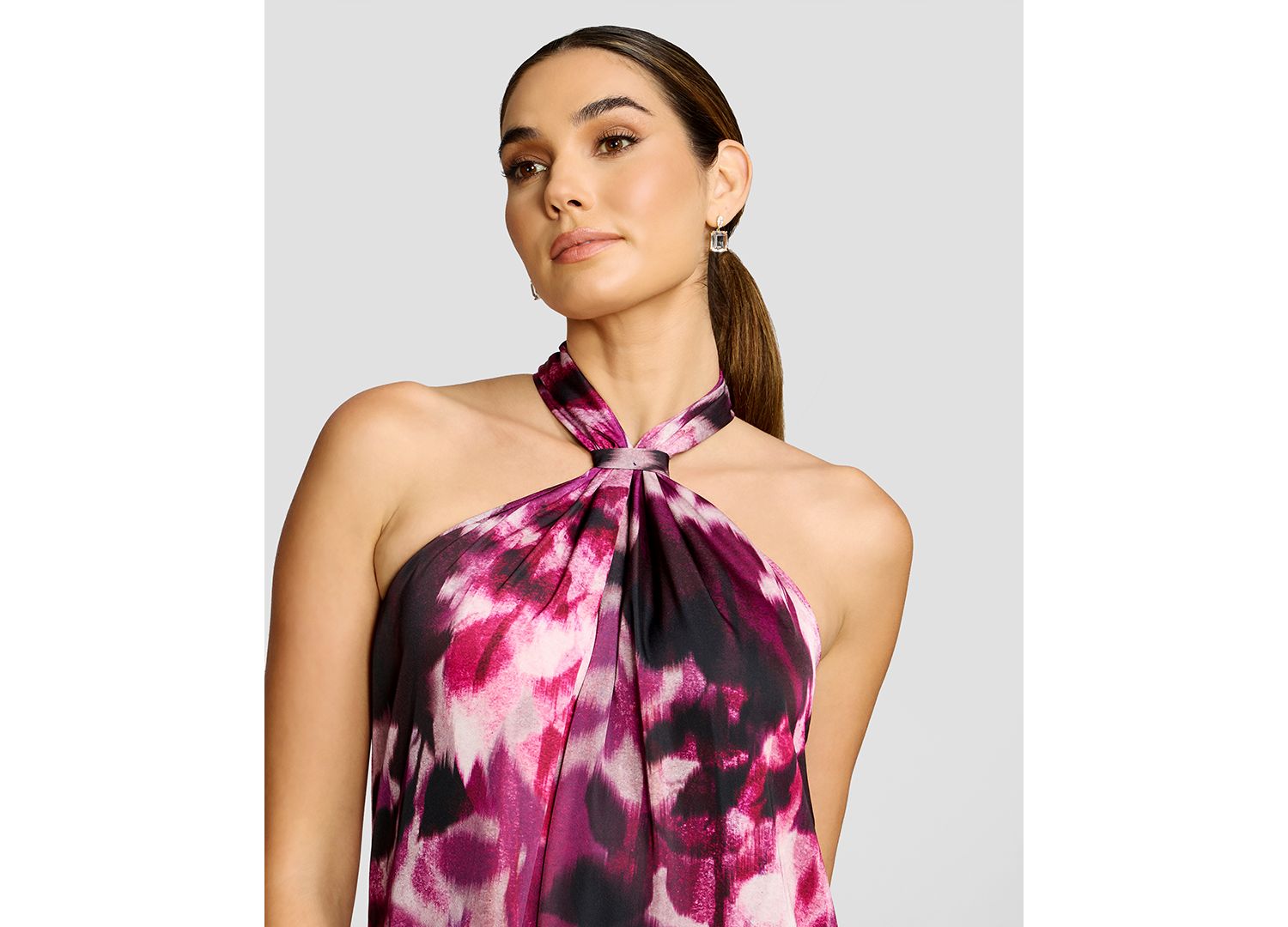 Women's Floral-Print Gathered Halter Neck W Built Up Back Column Shift Maxi Dress